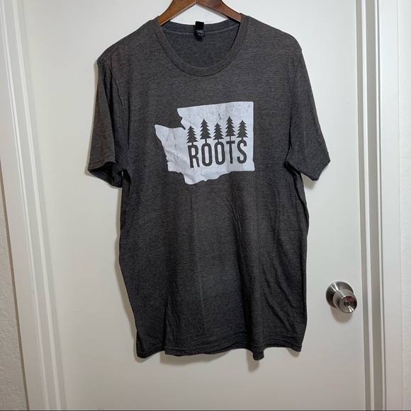 >>>Men’s graphic t-shirt with trees Roots brown white spell out - Picture 6 of 8